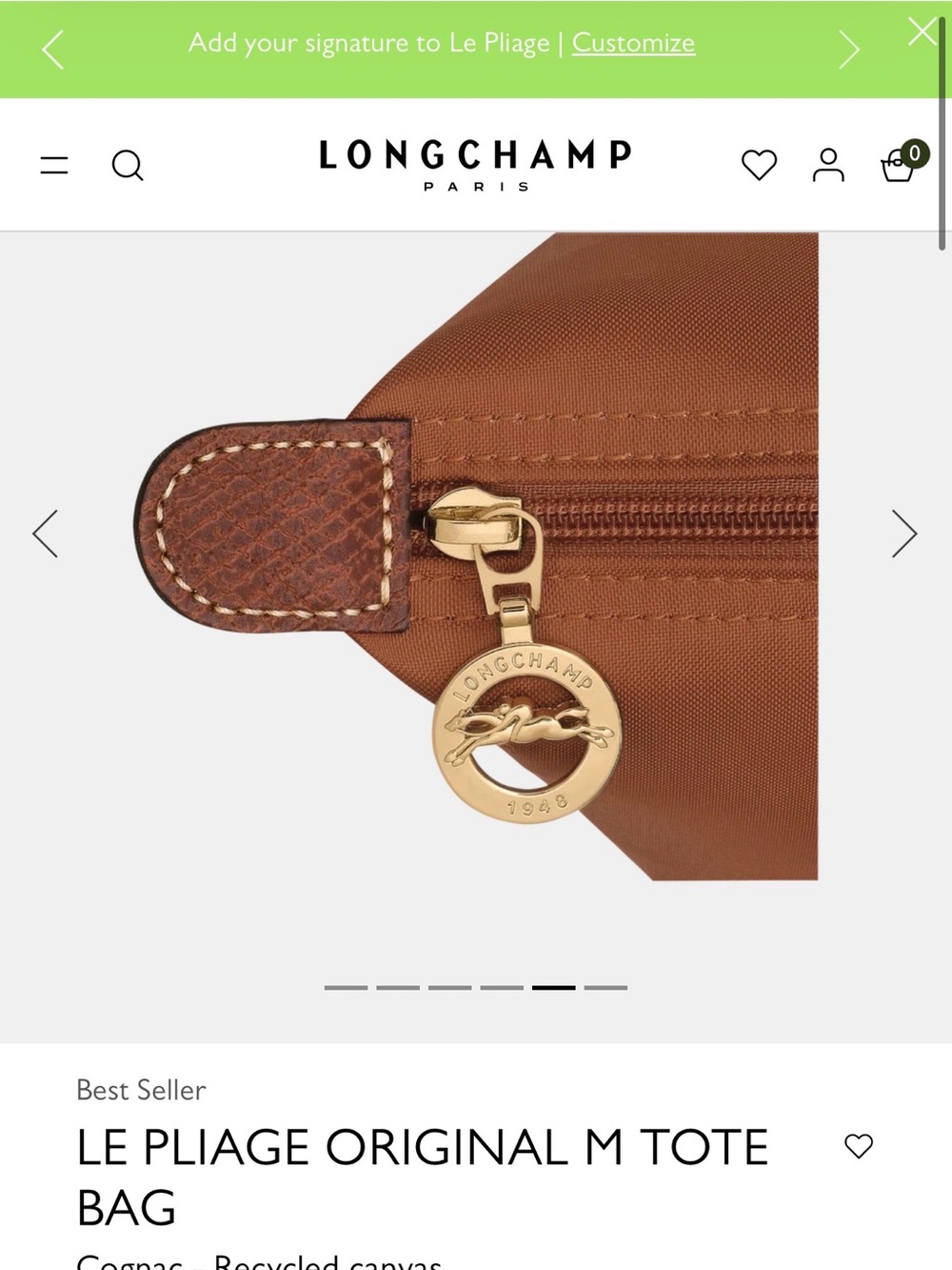 New! 🤎Longchamp Cognac Le Pliage M Tote - Picture 6 of 9
